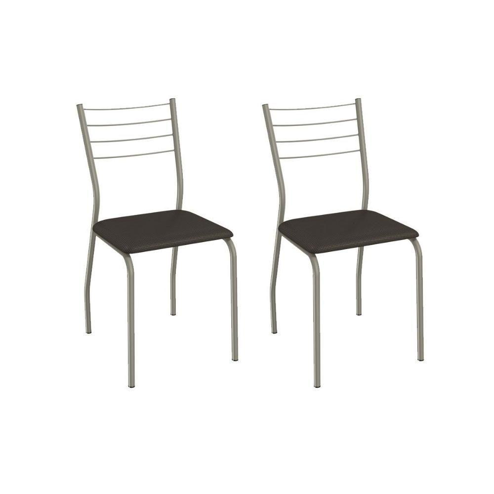 Cadeira Sala De Jantar Malta 2c140nk Aço Kit 2 Un Niquel/ano Marrom - Kappesberg - 1