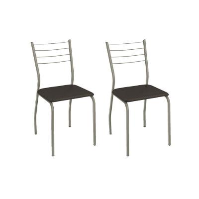 Cadeira Sala De Jantar Malta 2c140nk Aço Kit 2 Un Niquel/ano Marrom - Kappesberg