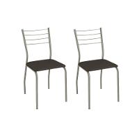 Cadeira Sala De Jantar Malta 2c140nk Aço Kit 2 Un Niquel/ano Marrom - Kappesberg - 1