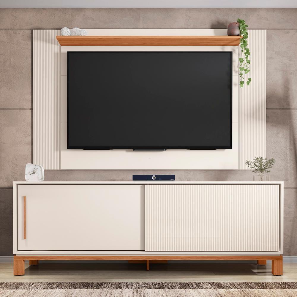 Painel Para Tv 65 Pol E Rack Bancada 180cm Lucca Off/freijó C01 - Mpozenato - 2
