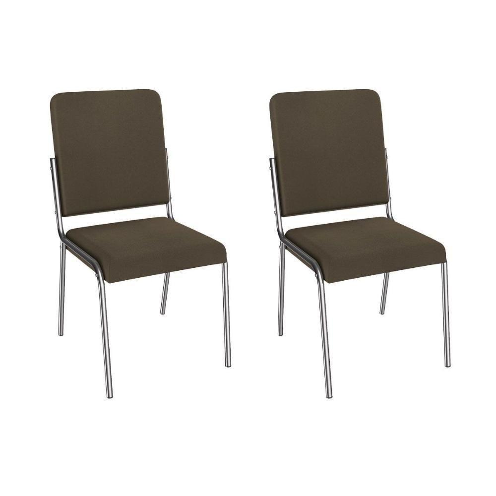 Cadeira Sala De Jantar Genebra 2c129cr Aço Kit 2 Un Cromado/suede Cappuccino - Kappesberg - 1