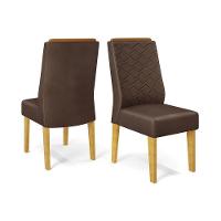 Cadeira Sala De Jantar Lidia Kit 2 Un Cedro/suede Moca Marrom - Dj Móveis - 1