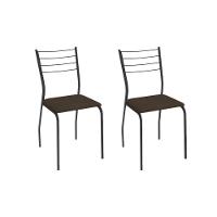 Cadeira Sala De Jantar Malta 2c140prf Aço Kit 2 Un Preto/suede Cappuccino - Kappesberg - 1