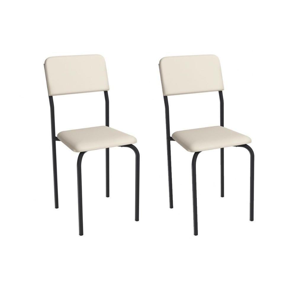 Cadeira Sala De Jantar Ibiza 2c133prf Aço Kit 2 Un Preto/ano Bege - Kappesberg - 1