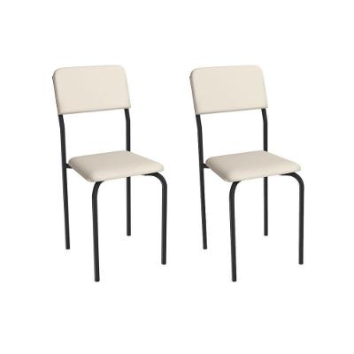 Cadeira Sala De Jantar Ibiza 2c133prf Aço Kit 2 Un Preto/ano Bege - Kappesberg