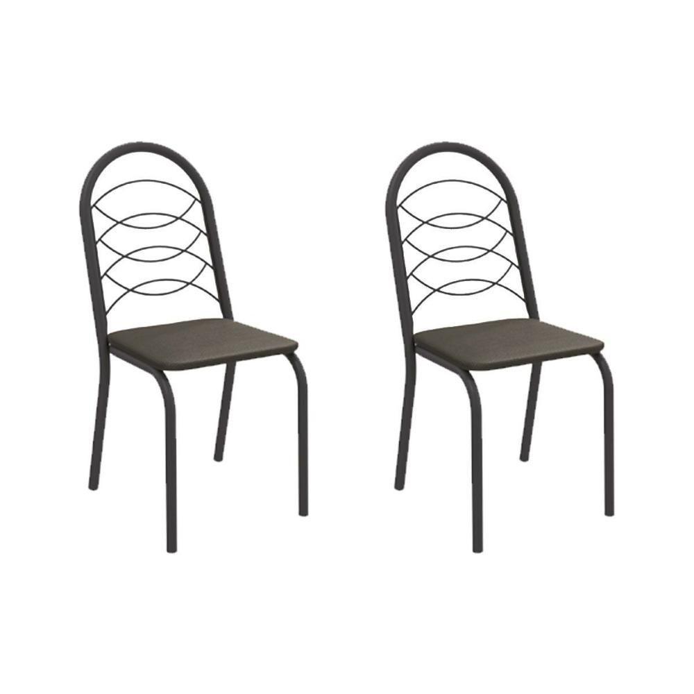Cadeira Sala De Jantar Holanda 2c009prf Aço Kit 2 Un Preto/ano Marrom - Kappesberg - 1