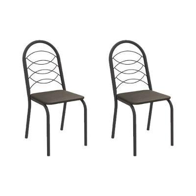 Cadeira Sala De Jantar Holanda 2c009prf Aço Kit 2 Un Preto/ano Marrom - Kappesberg