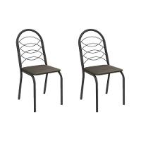 Cadeira Sala De Jantar Holanda 2c009prf Aço Kit 2 Un Preto/ano Marrom - Kappesberg - 1