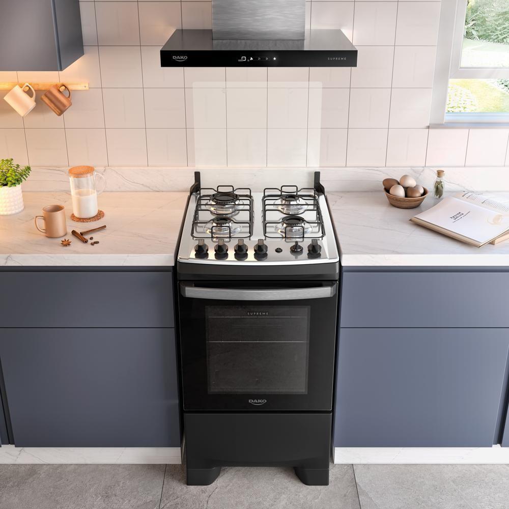Fogão 4 Bocas Dako Supreme Mesa de Inox e Timer Bivolt - Preto - 9
