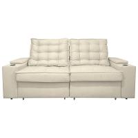 Sofá Retratil Reclinavel 3 Lugares 2,30m Porta Copo USB Bege - 3