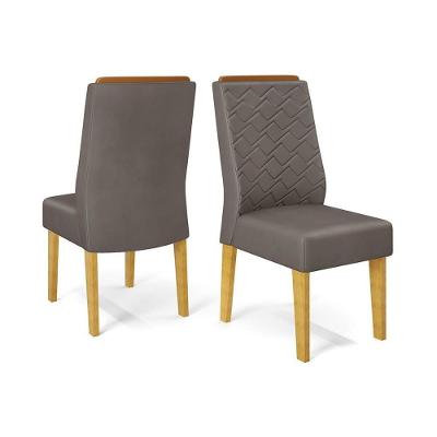 Cadeira Sala De Jantar Lidia Kit 2 Un Cedro/suede Lunar Grafite - Dj Móveis