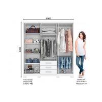 Guarda Roupa Casal 6 Portas E 3 Gavetas C/ Pés Caju Da136 Nature/off White - Henn - 2