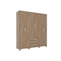 Guarda Roupa Casal 6 Portas E 3 Gavetas C/ Pés Caju Da136 Nature/off White - Henn - 6