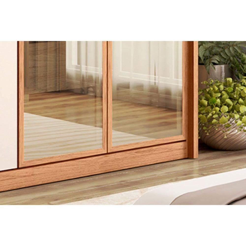 Guarda Roupa 6 Portas E 4 Gavetas C/ Vidro Reflecta Cristal Freijo/off White - Caemmun - 4