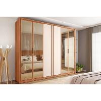 Guarda Roupa 6 Portas E 4 Gavetas C/ Vidro Reflecta Cristal Freijo/off White - Caemmun - 1