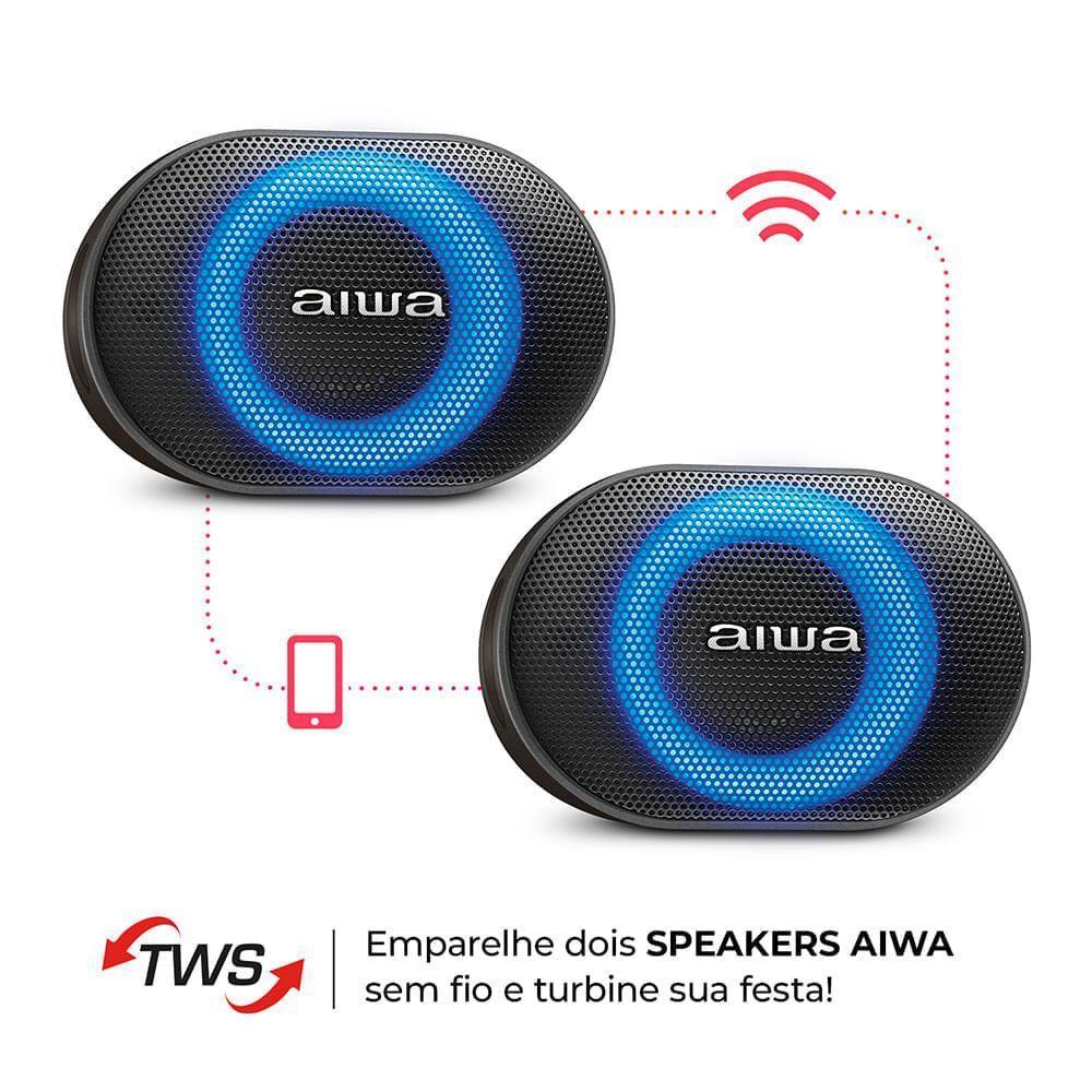 Caixa De Som Speaker Aiwa AWS-SP-06-B 10W Bluetooth IPX6 Bivolt - 9