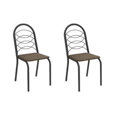 Cadeira Sala De Jantar Holanda 2c009prf Aço Kit 2 Un Preto/suede Cappuccino - Kappesberg