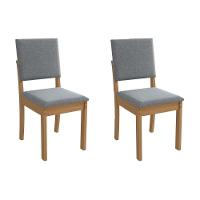 Cadeira Sala De Jantar Luna 2cad160 Madeirado Kit 2 Un Canela/linho Grafite - Kappesberg - 1