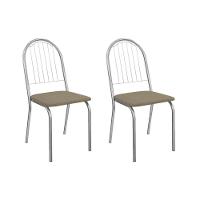 Cadeira Sala De Jantar Noruega 2c077cr Aço Kit 2 Un Cromado/boucle Bege Fendi - Kappesberg - 1