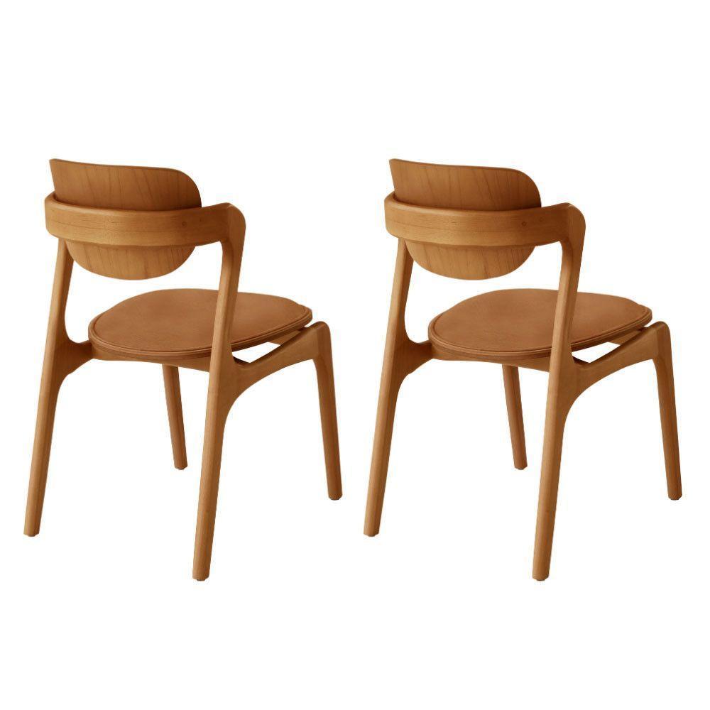Conjunto Com 2 Cadeiras Madeira Solaris Gold Moderna Mobília Star Caramelo / Imbuia Nat. - 2