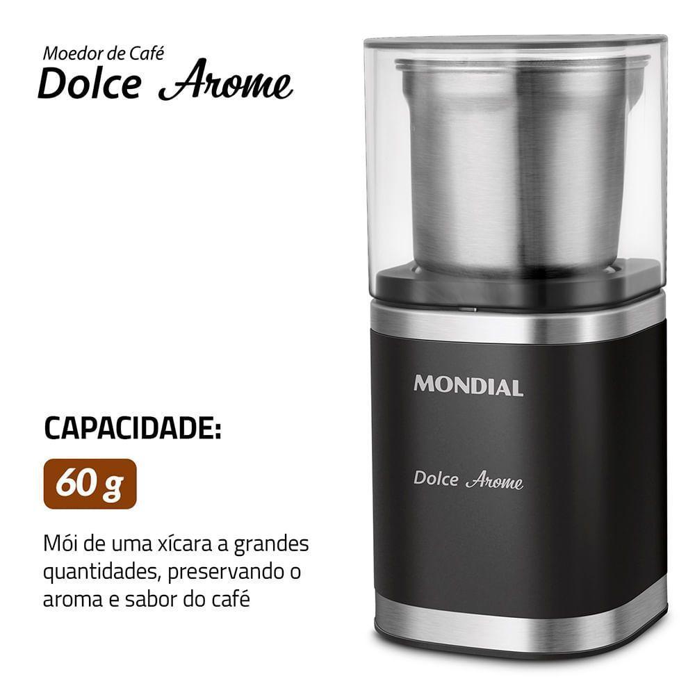 Moedor De Café Dolce Arome Mondial Preto/Inox 180W MCF-01-BI 110V - 2