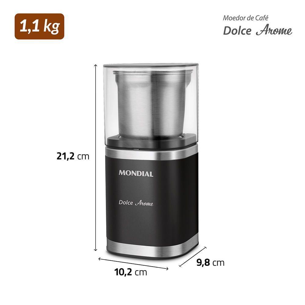 Moedor De Café Dolce Arome Mondial Preto/Inox 180W MCF-01-BI 110V - 6
