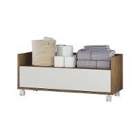 Balcão Gabinete Banheiro Com Rodízios 80Cm Multimóveis V2608 Rustic/Branco Rustic/Branco - 1