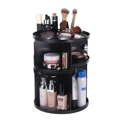Organizador De Maquiagem Giratório 360° Luxo 3 Andares Preto – Praticidade E Elegância