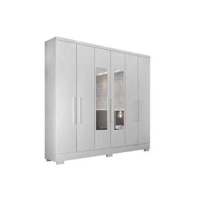 Guarda Roupa Casal 6 Portas (2 C/ Espelho) E 4 Gavetas C/ Pés Milly/veneza Neve - Novo Horizonte