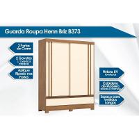 Guarda Roupas 2 Portas De Correr E 2 Gavetas C/ Pés Briz B373 Flex Nature/off White Ou Preto - Henn - 3