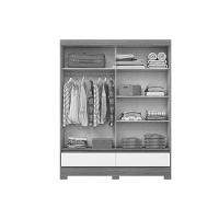 Guarda Roupas 2 Portas De Correr E 2 Gavetas C/ Pés Briz B373 Flex Nature/off White Ou Preto - Henn - 5