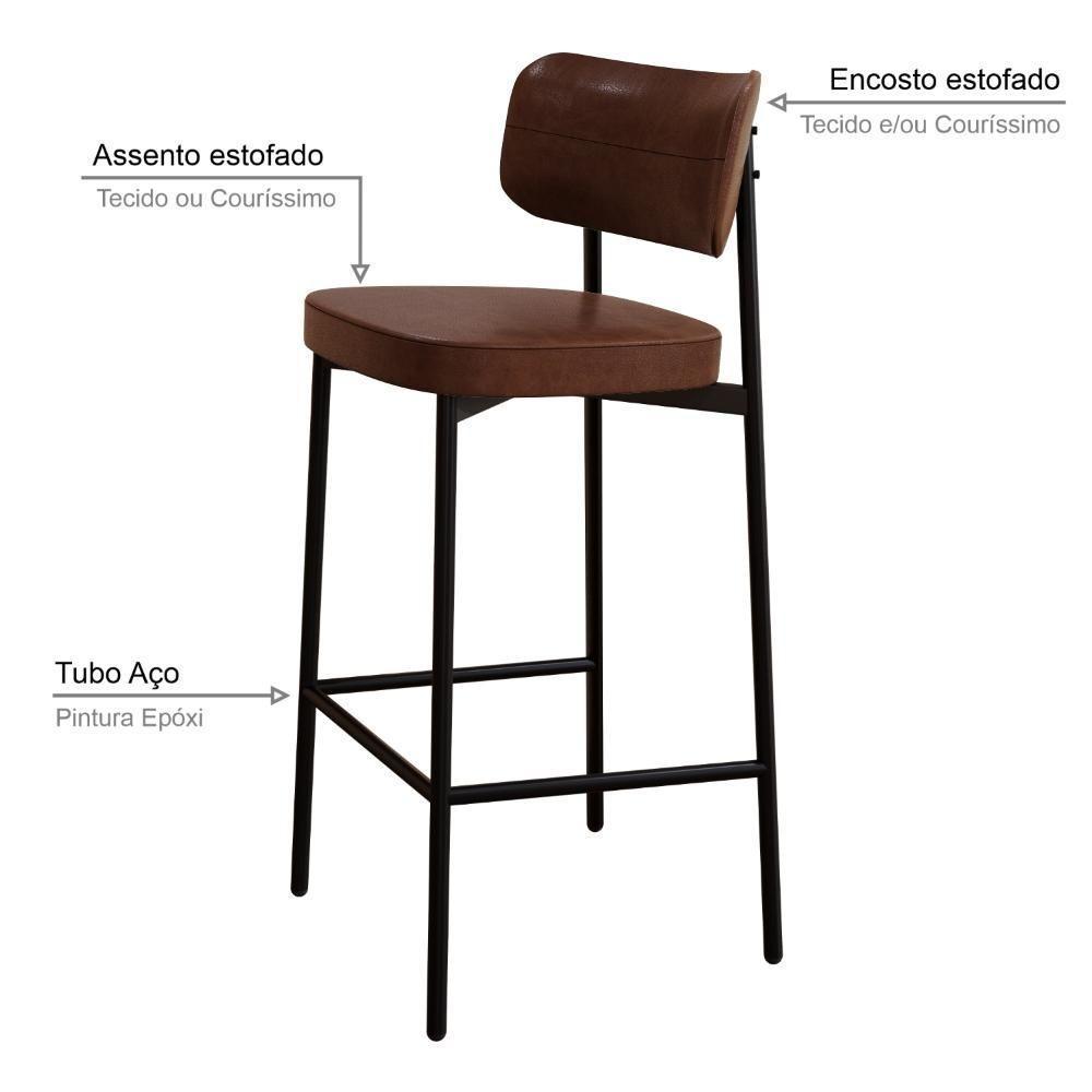 Banqueta Alloa Fixa Com 4 Pés 50 X 44,7 X 103,5 Mm Com 1 Un. Courino Whisky - 3