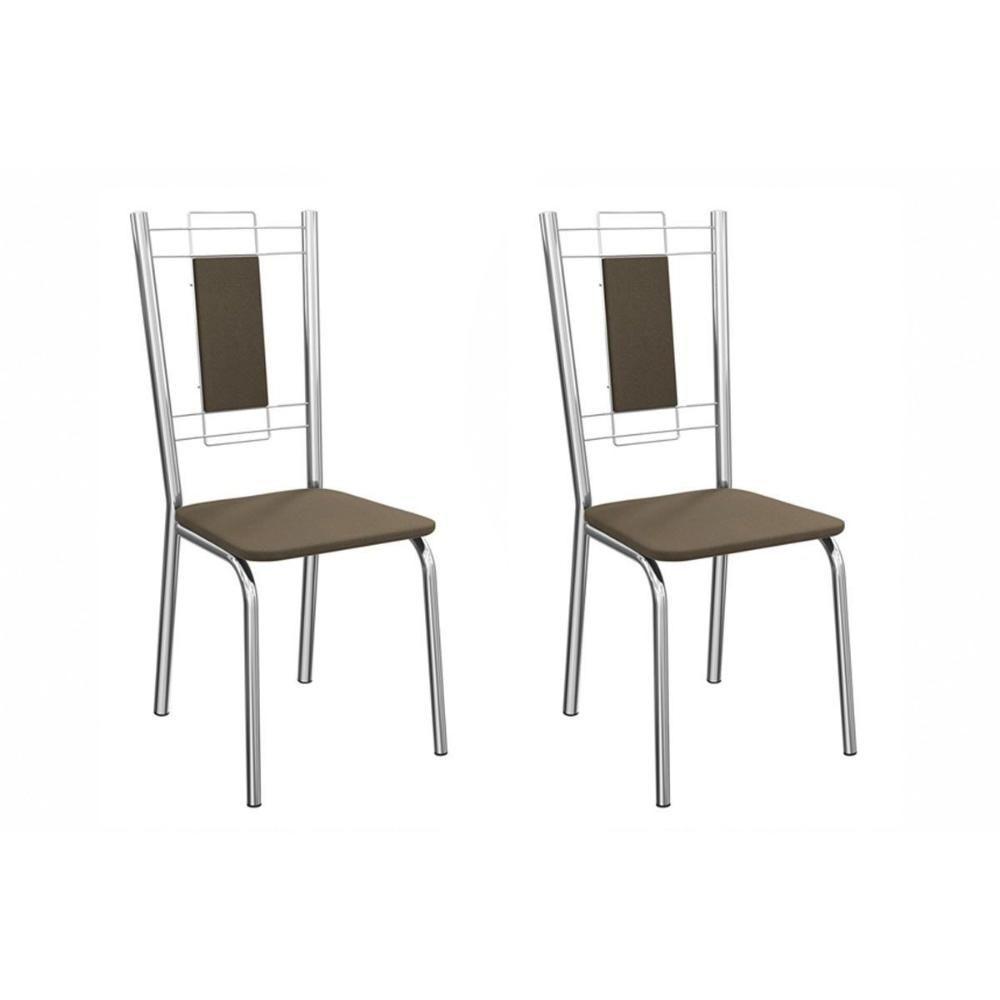 Cadeira Sala De Jantar Florença 2c005cr Aço Kit 2 Un Cromado/suede Cappuccino - Kappesberg - 1