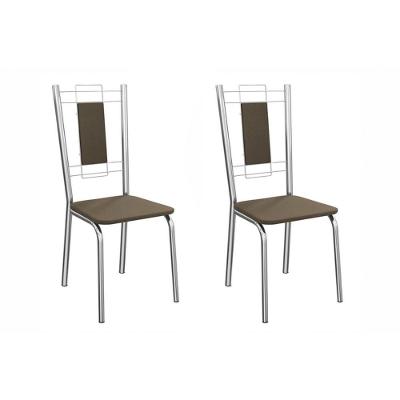 Cadeira Sala De Jantar Florença 2c005cr Aço Kit 2 Un Cromado/suede Cappuccino - Kappesberg