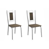 Cadeira Sala De Jantar Florença 2c005cr Aço Kit 2 Un Cromado/suede Cappuccino - Kappesberg - 1