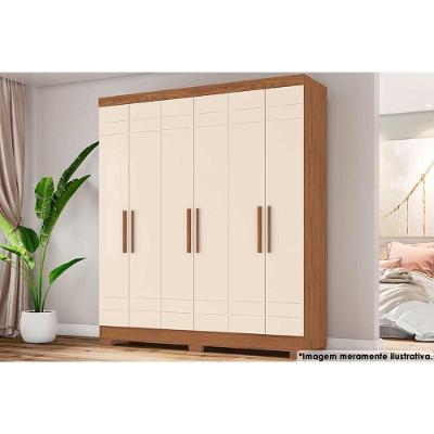 Guarda Roupa 6 Portas E 2 Gavetas C/ Pés Briz B369 Nature/off White - Henn