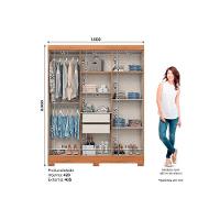 Guarda Roupa 6 Portas E 2 Gavetas C/ Pés Briz B369 Nature/off White - Henn - 2