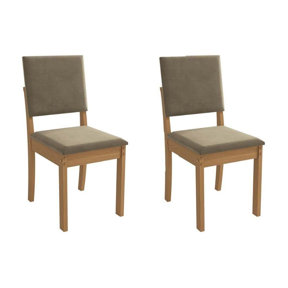Cadeira Sala De Jantar Luna 2cad160 Madeirado Kit 2 Un Canela/suede Bege - Kappesberg - 1