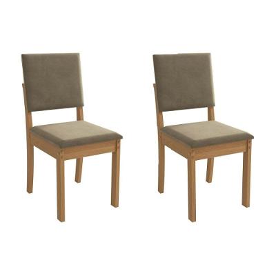Cadeira Sala De Jantar Luna 2cad160 Madeirado Kit 2 Un Canela/suede Bege - Kappesberg