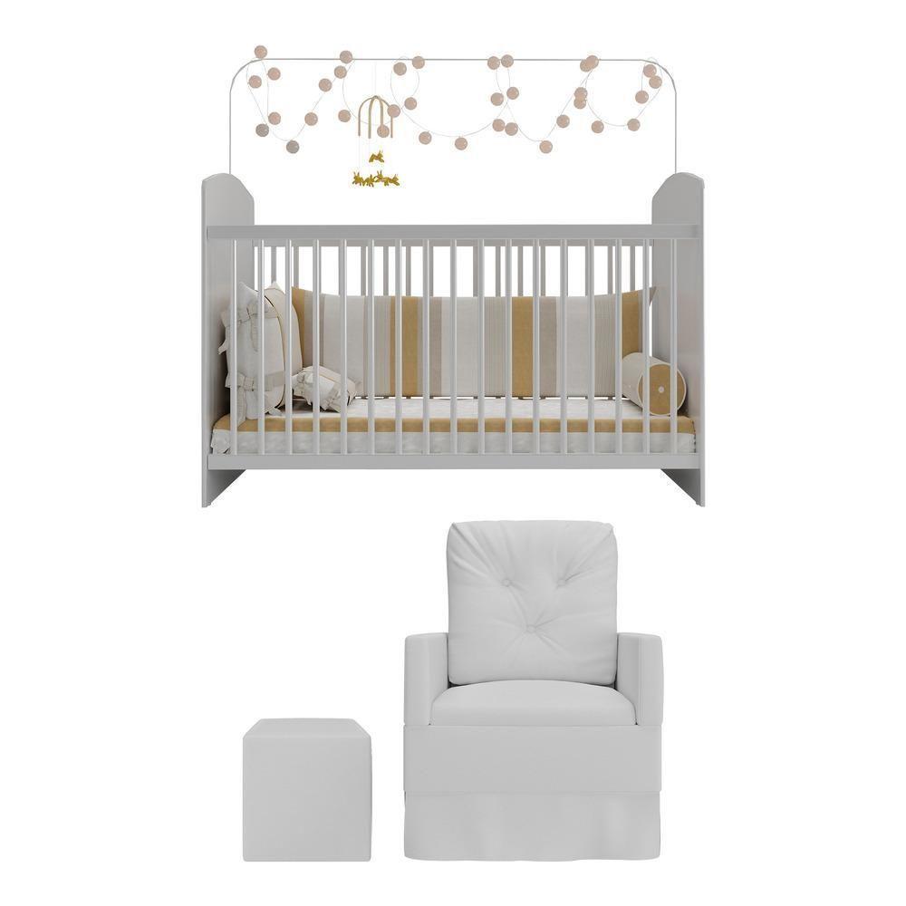 Berço Com Poltrona De Amamentação E Puff Ana Lívia Mp4081 Branco Branco - 2