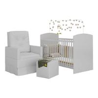 Berço Com Poltrona De Amamentação E Puff Ana Lívia Mp4081 Branco Branco - 4