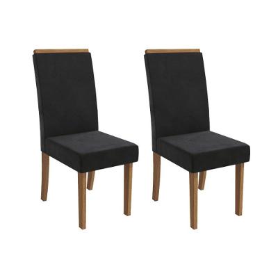 Cadeira Sala De Jantar íris 2cad142 Madeirado Kit 2 Un Canela/suede Preto - Kappesberg
