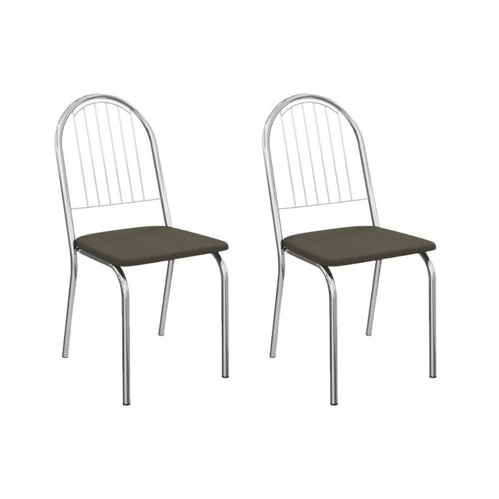 Cadeira Sala De Jantar Noruega 2c077cr Aço Kit 2 Un Cromado/suede Escuro - Kappesberg - 1