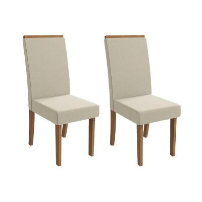 Cadeira Sala De Jantar íris 2cad142 Madeirado Kit 2 Un Canela/linho Bege Argila - Kappesberg