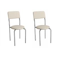 Cadeira Sala De Jantar Mali 2c136cr Aço Kit 2 Un Cromado/ano Bege - Kappesberg - 1
