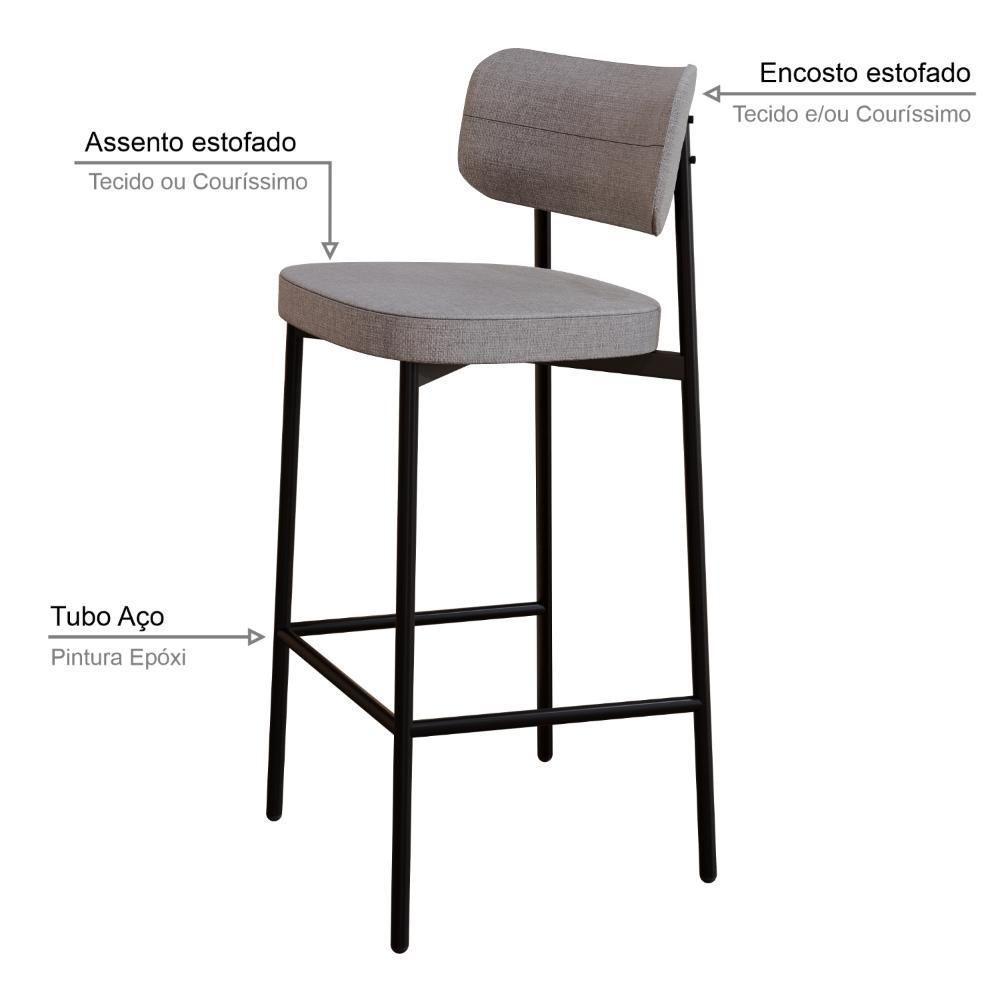 Banqueta Alloa Fixa Com 4 Pés 50 X 44,7 X 103,5 Mm Com 1 Un. Corriente Cinza Claro - 3