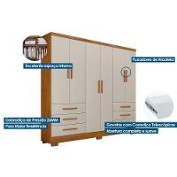 Guarda Roupa 6 Portas (2 C/ Espelho) E 6 Gavetas C/ Pés Encanto/berlim Neve - Novo Horizonte - 4