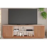 Rack Bancada P/ Tv Até 75 Pol Simetria C/ Nichos E Rodizios 180cm Freijo/off White - Caemmun - 1