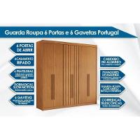 Guarda Roupa Casal 6 Portas (2 Ripadas) E 6 Gavetas Portugal Cacau - Conquista - 2