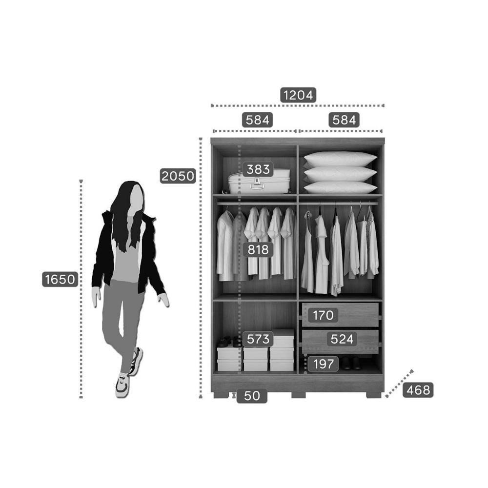 Guarda Roupa 4 Portas (2 C/ Espelho) E 2 Gavetas C/ Pés Milly/veneza Cumaru/fendi 25 - Novo Horizonte - 2